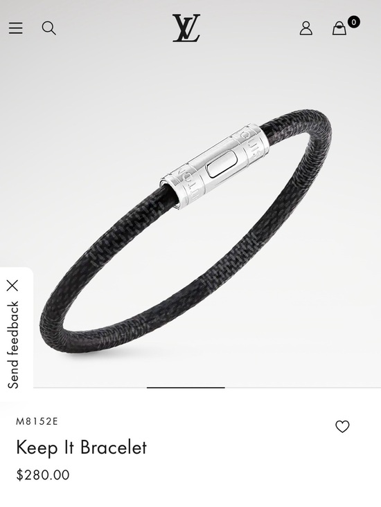 Louis Vuitton Other - Louis Vuitton Keep It Bracelet M8152E Damier Graphite Canvas Silver Clasp Size 7